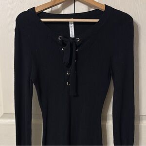 Mendocino Elegant Black Lace-Up Dress